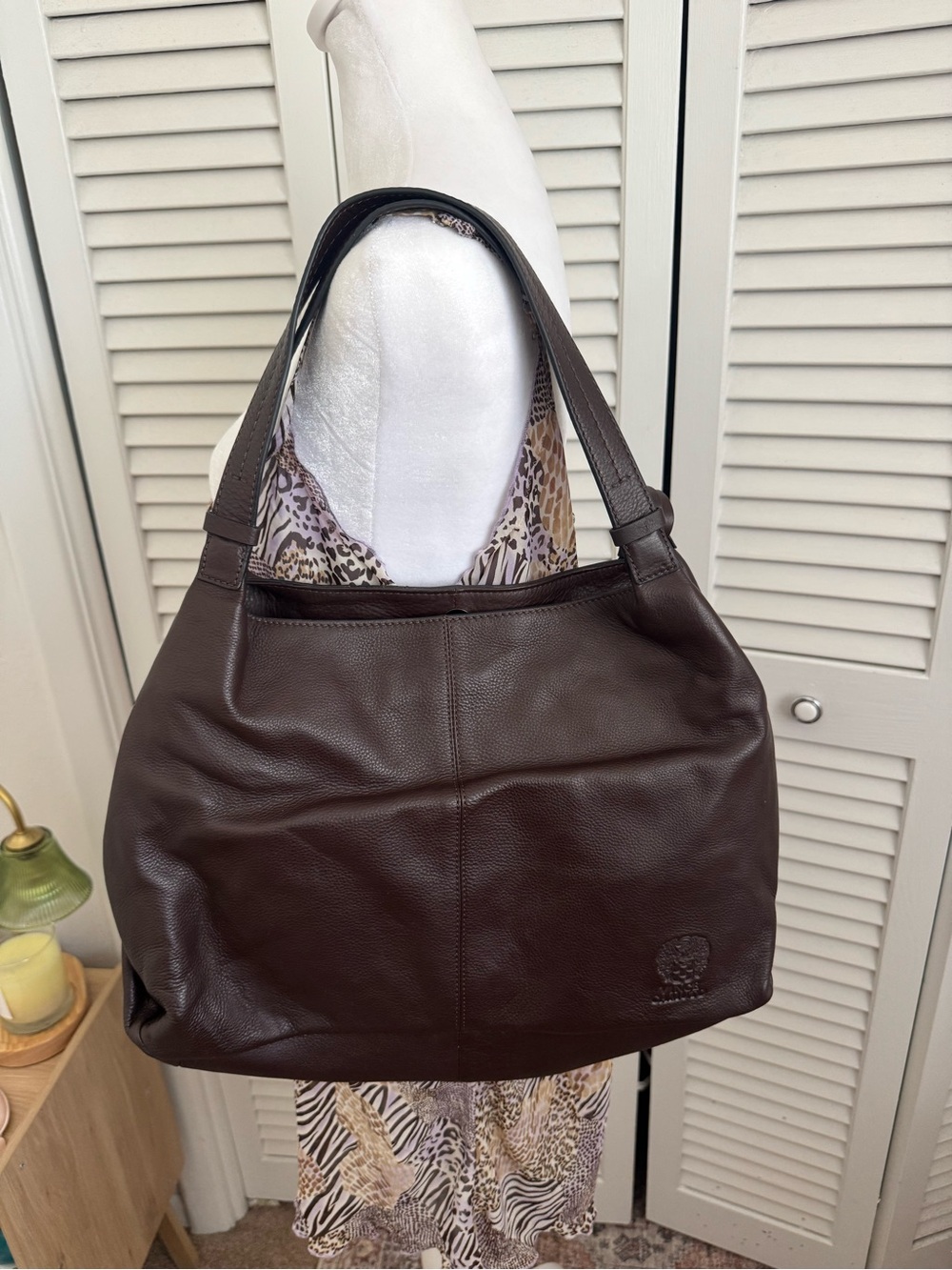 Vince Camuto Chocolate Brown Leather Shoulder Tote Bag